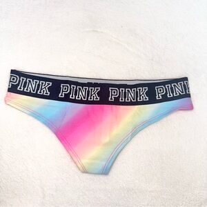 3/$25 NWT! Victoria’s Secret PINK Rainbow Logo Thong Panty!